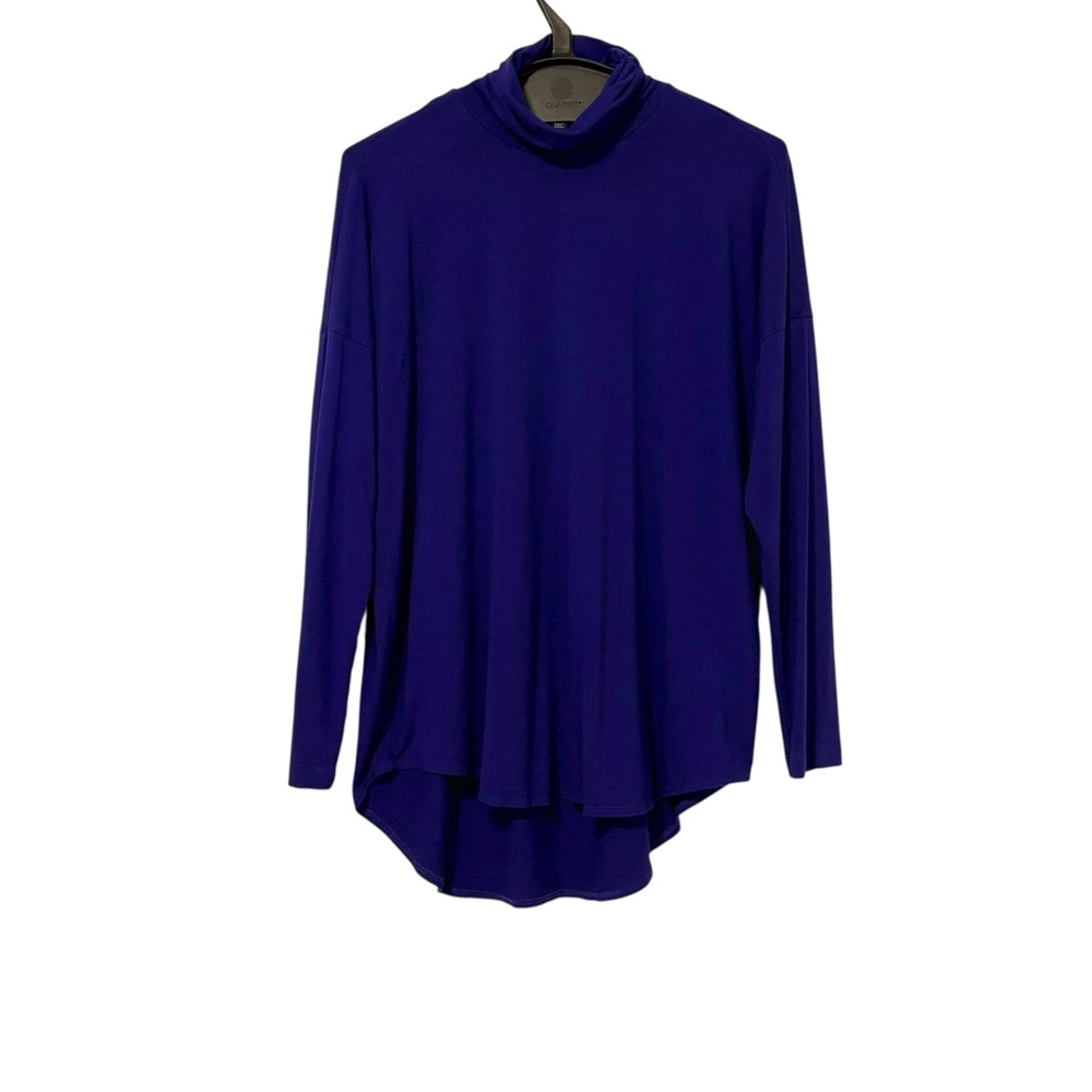 Eileen Fisher Size Medium Indigo Purple Mock Neck Long Sleeve Tunic Top Modest